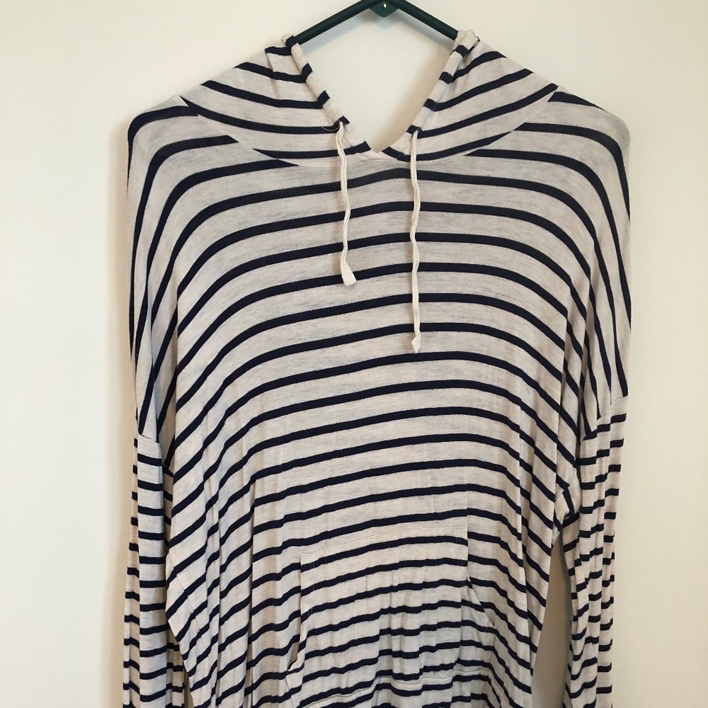 Navy and White Light Striped Sweatshirt